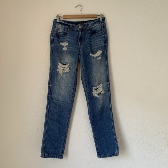 Aeropostale Jeans Women Boyfriend Distressed Mid Rise Denim 30x28.5 Grunge Boho - Picture 1 of 9